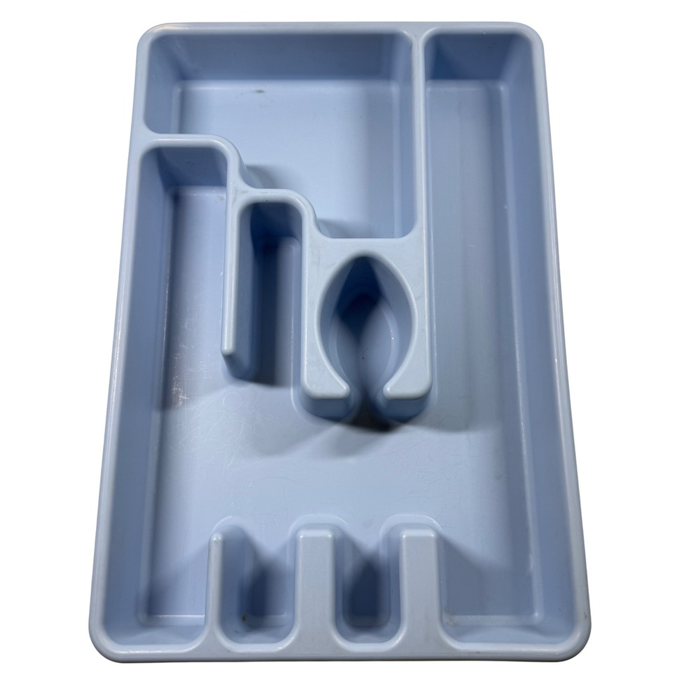 RUBBERMAID Vintage Silverware Drawer Organizer Blue 5 Slot Cutlery Tray 13x9"